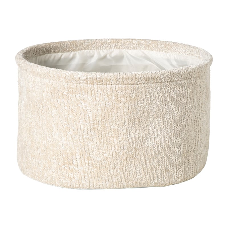 Mand chenille rond - wit - ø30x18 cm