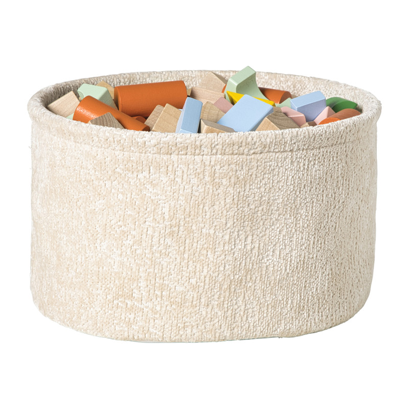 Mand chenille rond - wit - ø30x18 cm