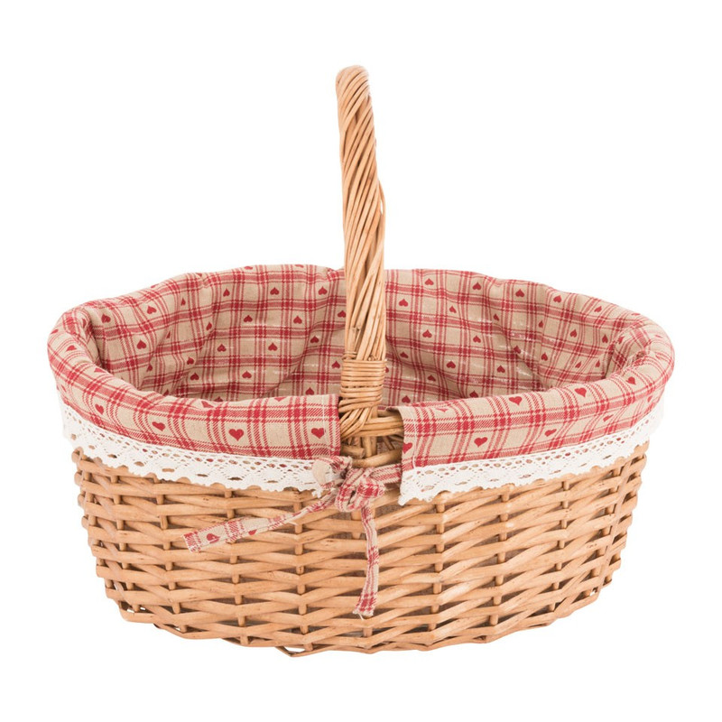 Picknickmand met hartjesprint 41x31x31cm