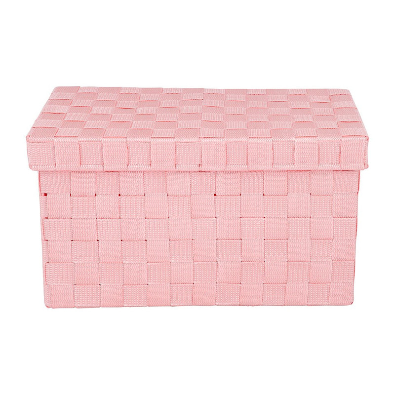 Gevlochten opbergbox S roze