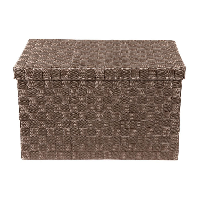 Gevlochten opbergbox L bruin
