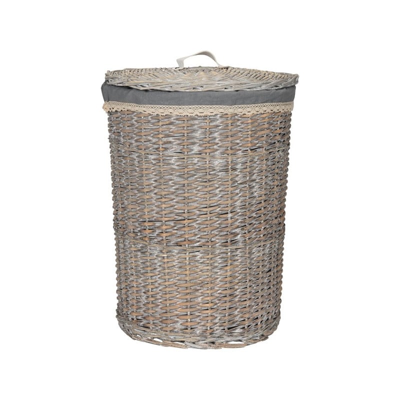 Rieten wasmand grijs - groot