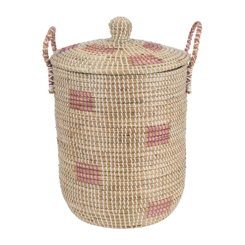 Wasmand Cobra - roze/wit - 34x41 cm