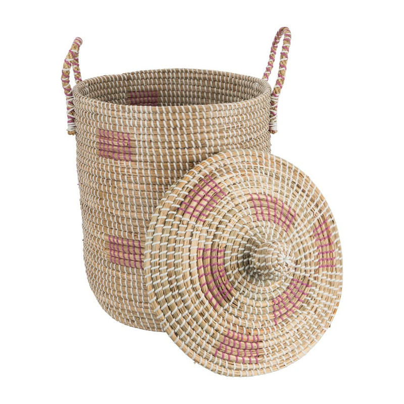 Wasmand Cobra - roze/wit - 34x41 cm