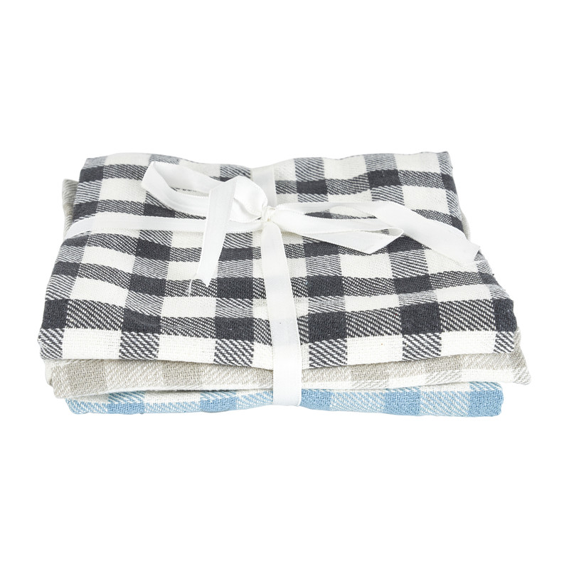 Theedoek - grijs/blauw - set van 3