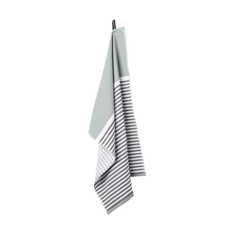 Theedoek gestreept - groen - 70x50 cm 