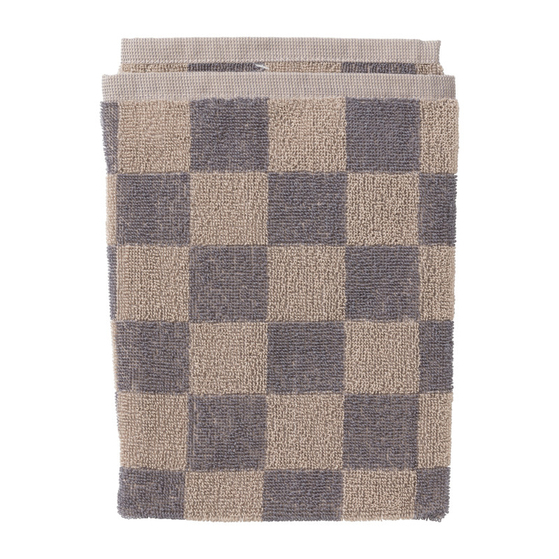 Handdoek blokjes - antraciet/taupe - 50x50 cm