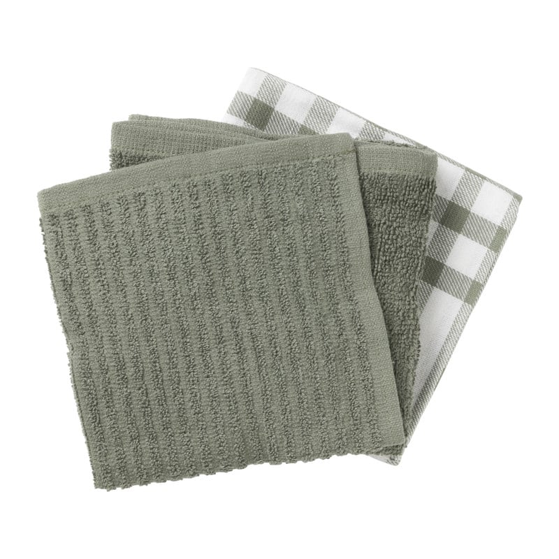 Thee/keuken/vaatdoek - groen - set van 3