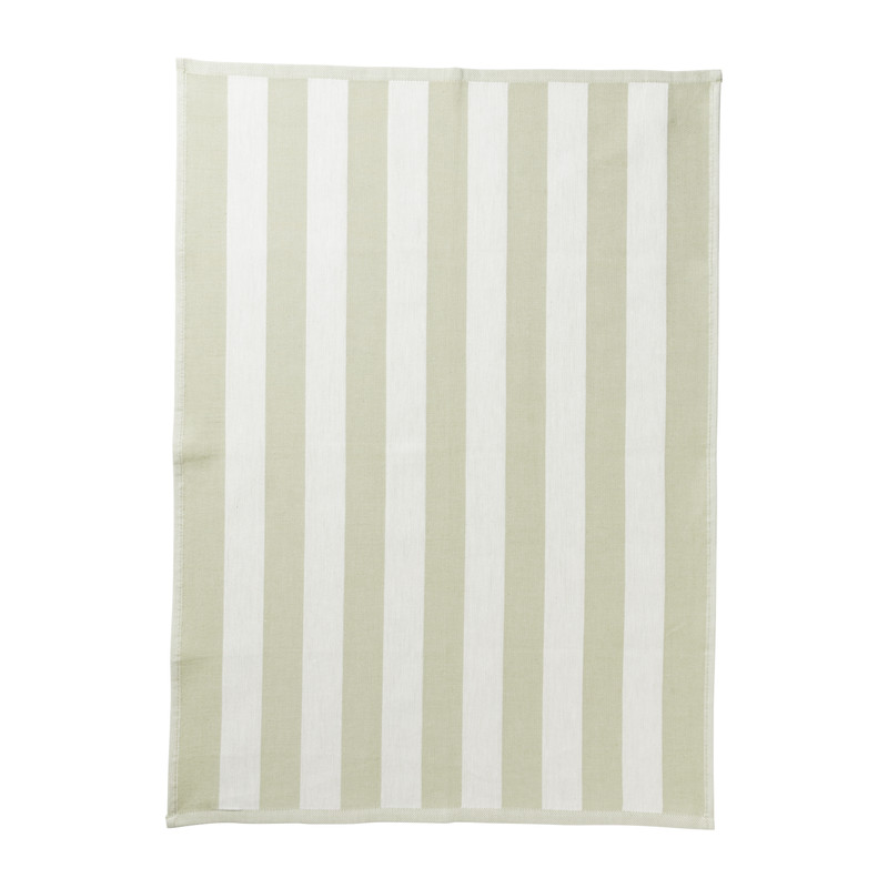 Theedoek strepen - groen/wit - 50x70 cm