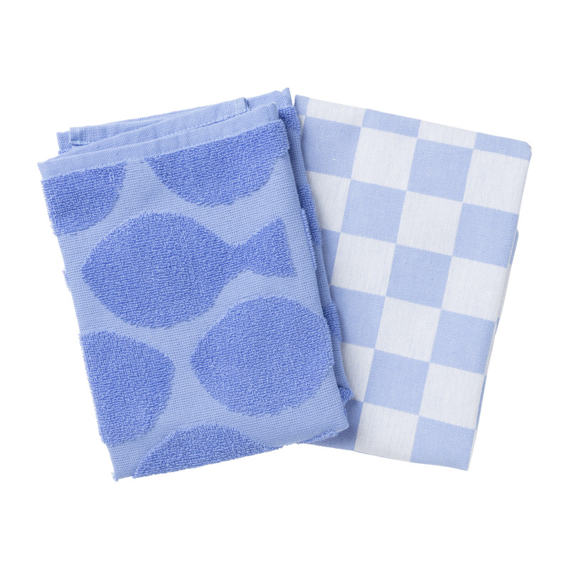 Handdoek vissen - blauw - 50x50 cm