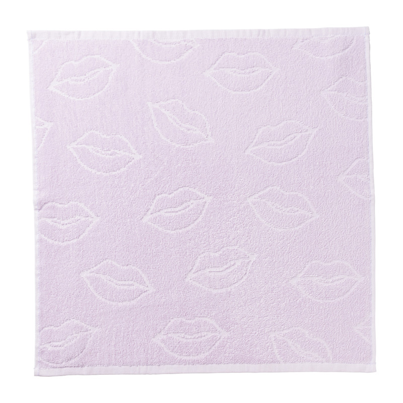 Handdoek lippen - lila/wit - 50x50 cm