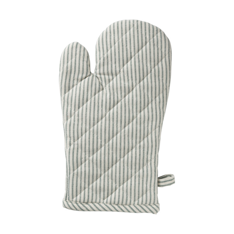 Ovenwant gestreept - groen/wit - 18x32 cm