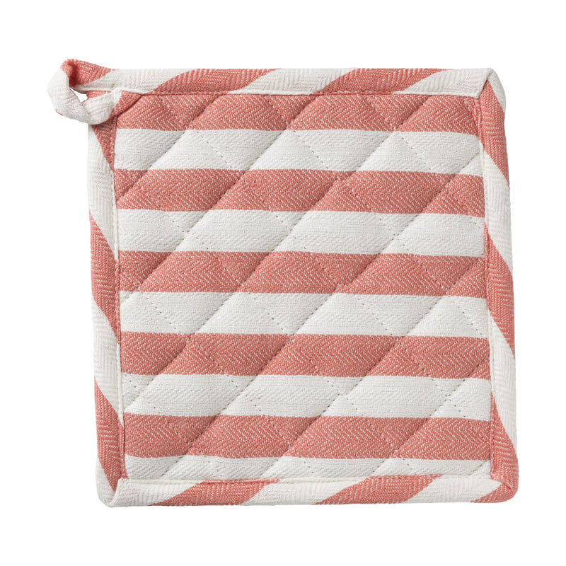 Pannenlap gestreept - oranje/wit - 20x20 cm