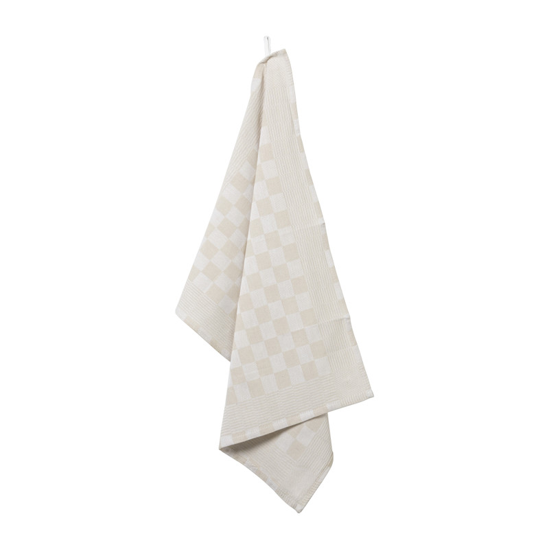 Theedoek ruiten - beige - 50x70 cm