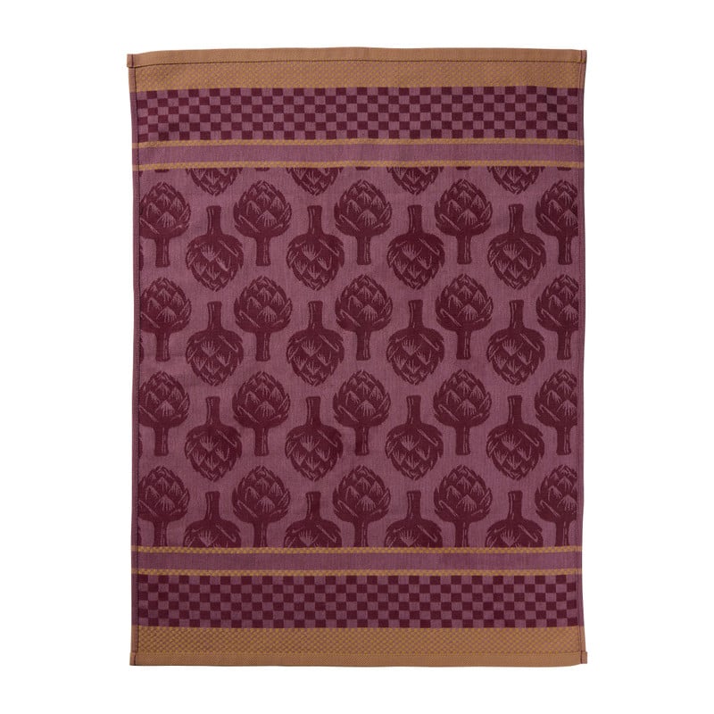 Theedoek artisjok - paars - 50x70 cm