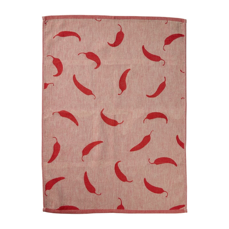 Theedoek pepers - rood/groen - 50x70 cm