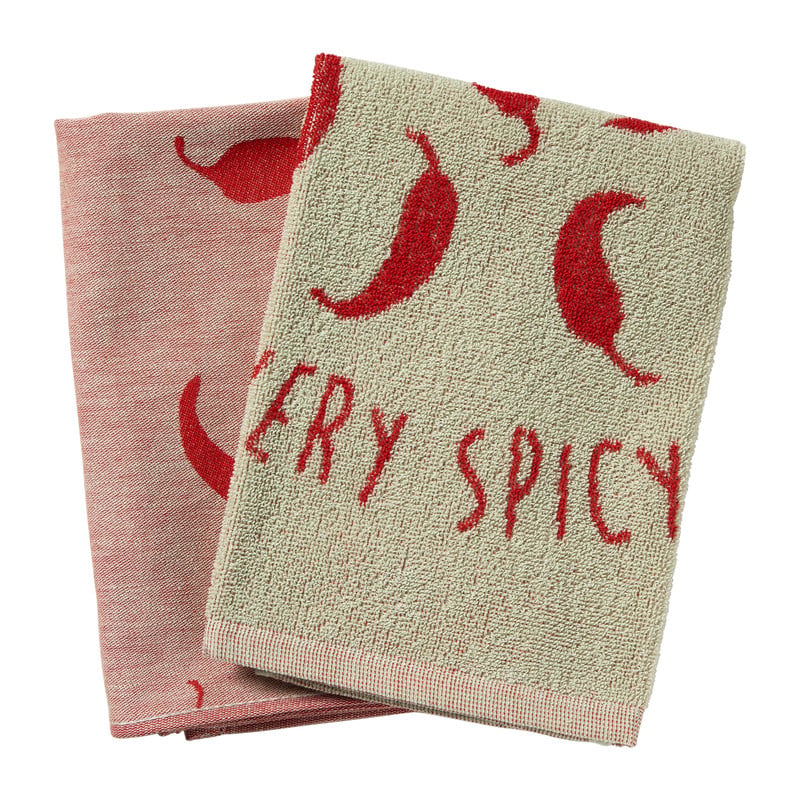 Theedoek pepers - rood/groen - 50x70 cm