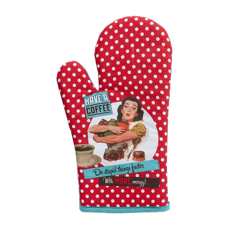 Ovenwant retro - rood/blauw - 15x30 cm
