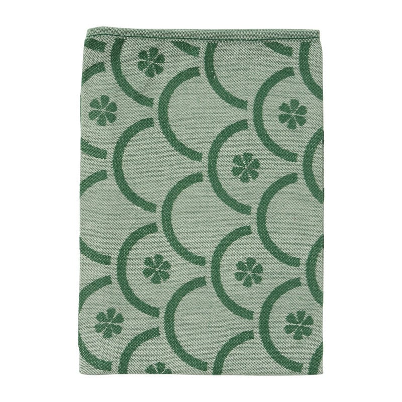 Theedoek bloem - groen - 50x70 cm