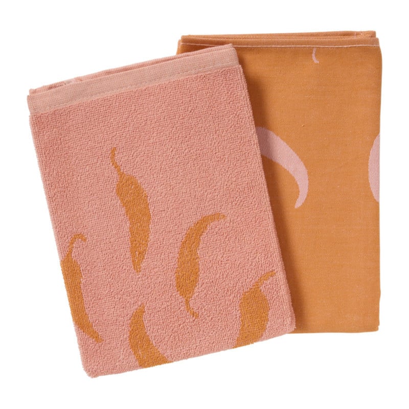 Keukendoek chili - roze/oranje - 50x50 cm 