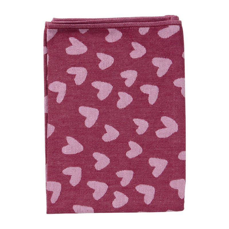 Theedoek hartjes - roze/paars - 50x70 cm 