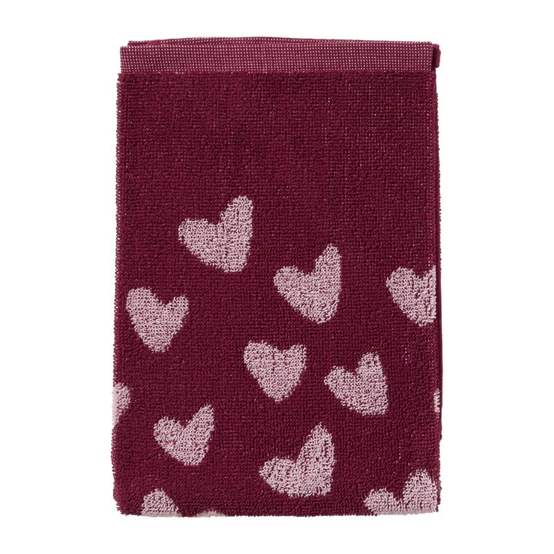 Keukendoek hartjes - roze/paars - 50x50 cm