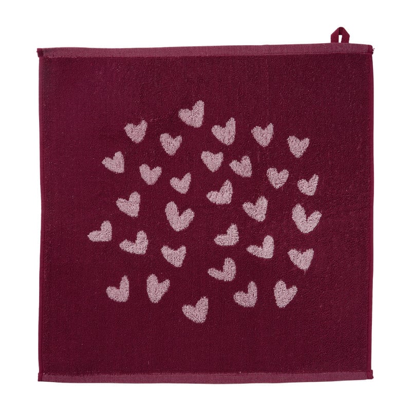 Keukendoek hartjes - roze/paars - 50x50 cm