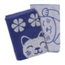 Keukendoek lucky cat - blauw/wit - 50x50 cm