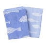Handdoek vissen - blauw/wit - 50x50 cm
