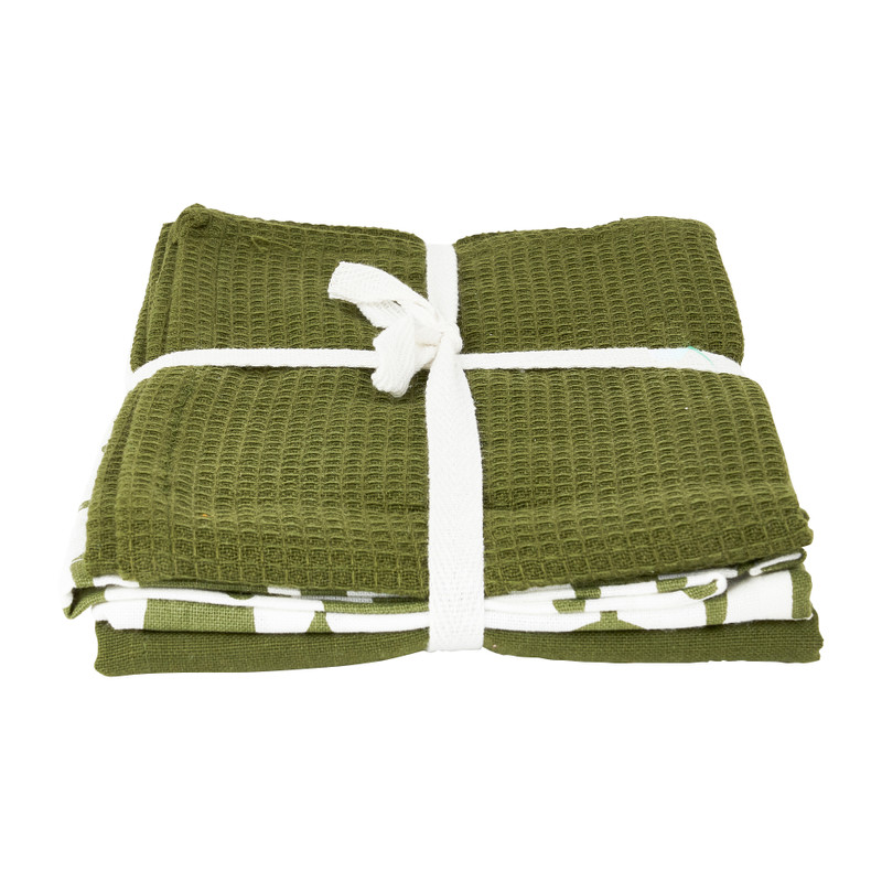 Theedoeken legergroen - set van 3 - 65x45 cm