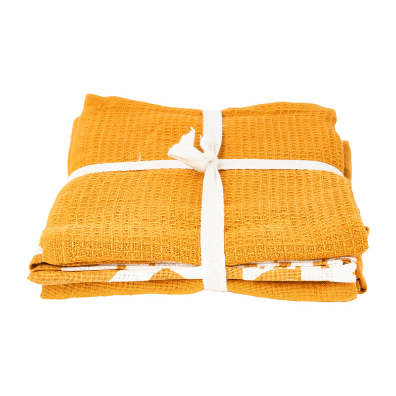 Theedoeken okergeel - set van 3 - 65x45 cm