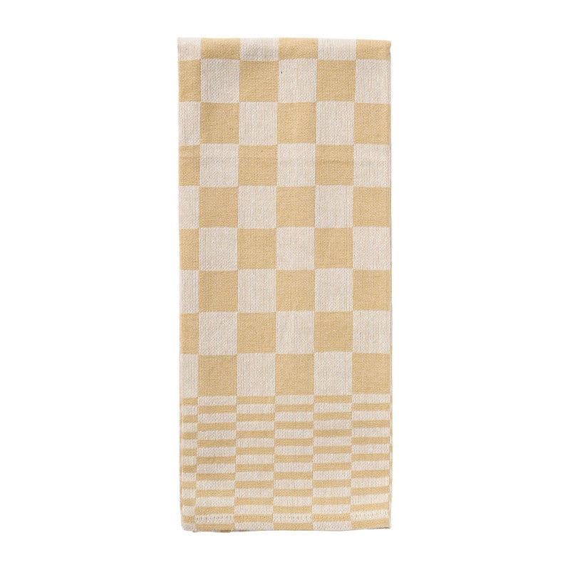 Theedoek ruiten - oker geel - 50x70 cm