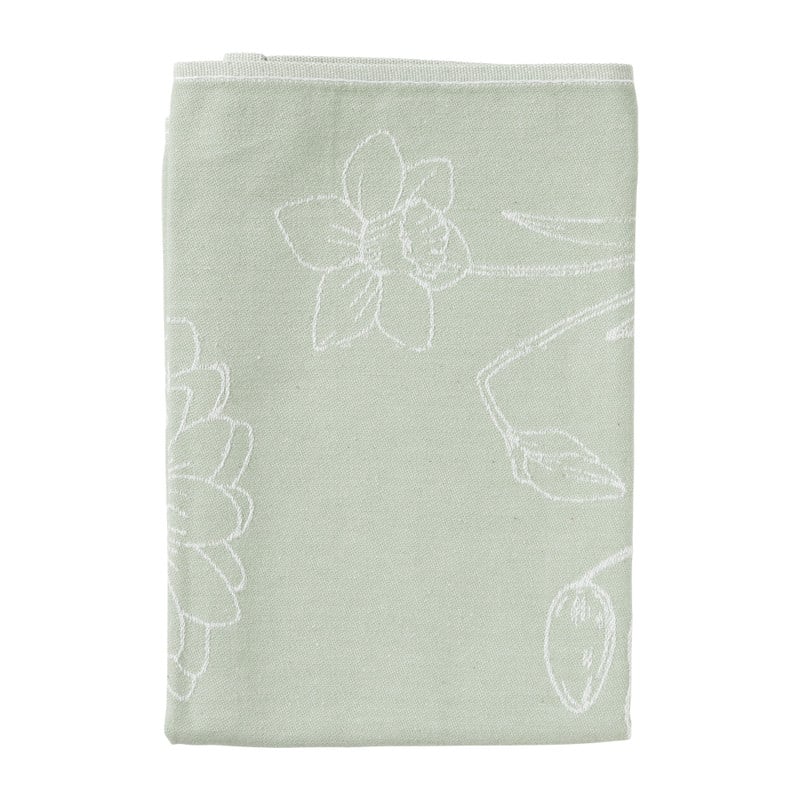 Theedoek bloemen - groen - 50x70 cm 