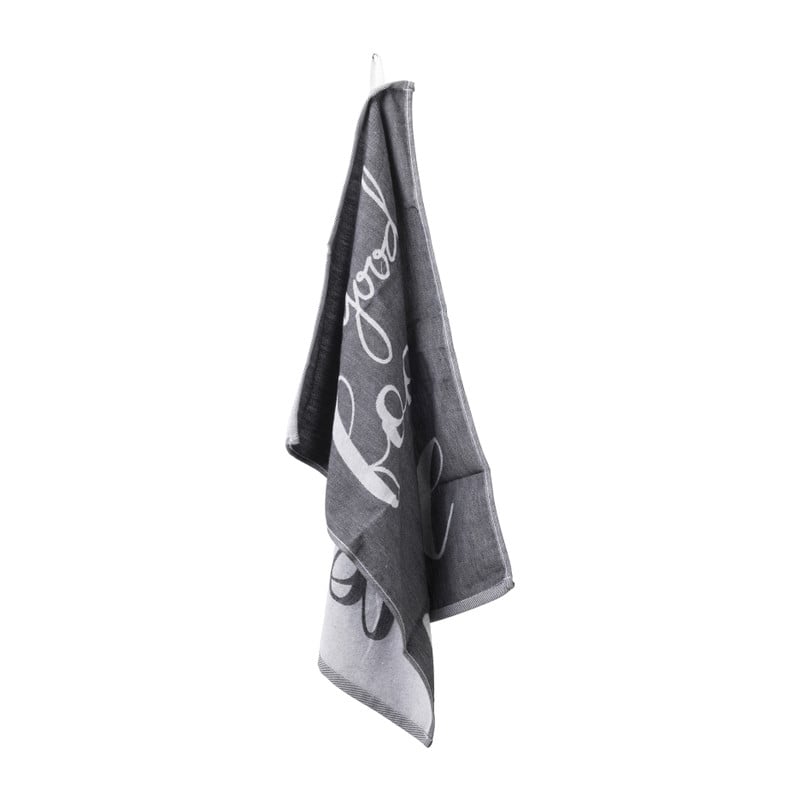 Theedoek good food - zwart - 50x70 cm 