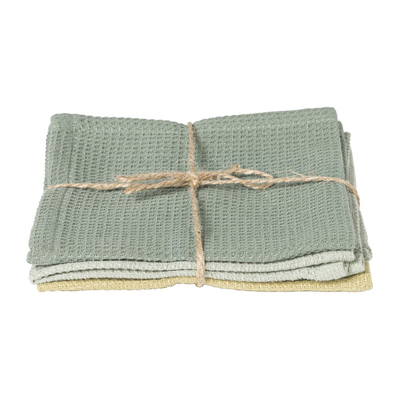 Vaatdoekjes wafel - koel - set van 3
