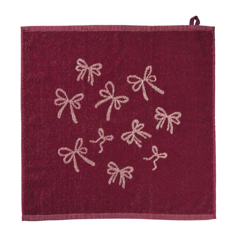 Keukendoek strikjes - bordeauxrood/roze - 50x50 cm