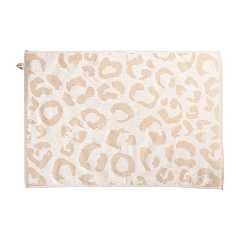Theedoek animal - beige/bruin - 50x70 cm