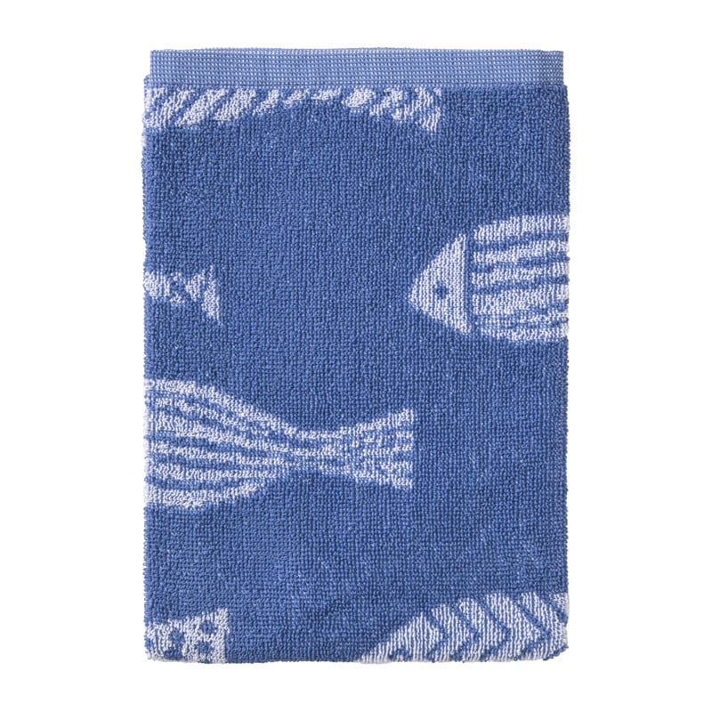 Keukendoek vissen - blauw/wit - 50x50 cm