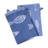 Keukendoek vissen - blauw/wit - 50x50 cm