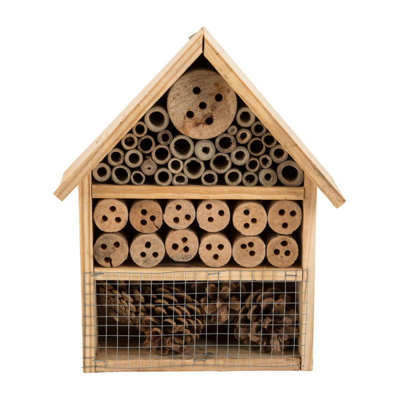 Insectenhotel huisje - hout - 20x30x9 cm