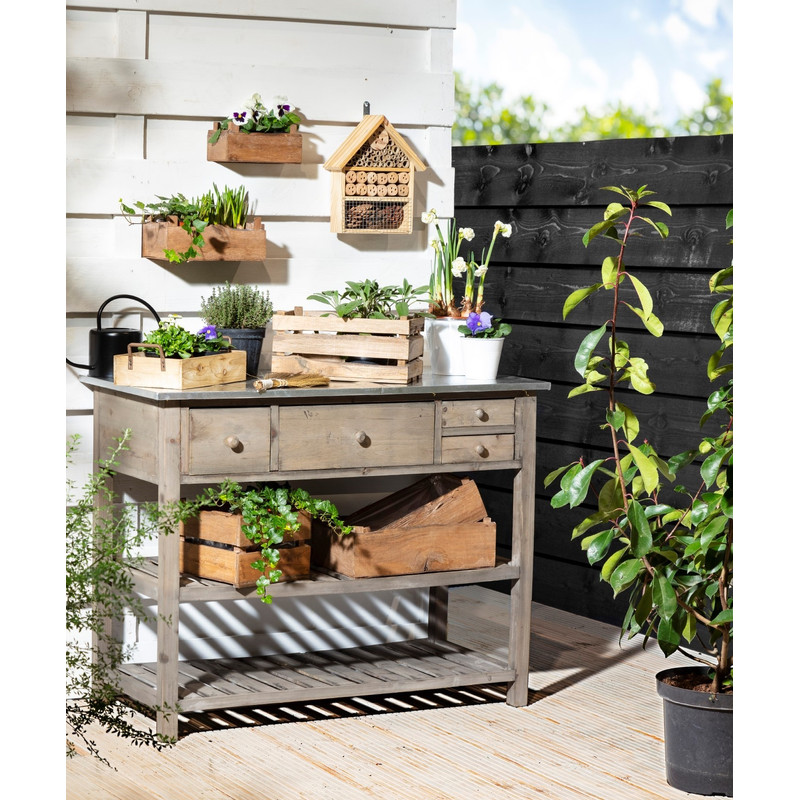 Insectenhotel huisje - hout - 20x30x9 cm