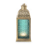 Lantaarn Marrakesh - blauw - 12x12x30 cm 