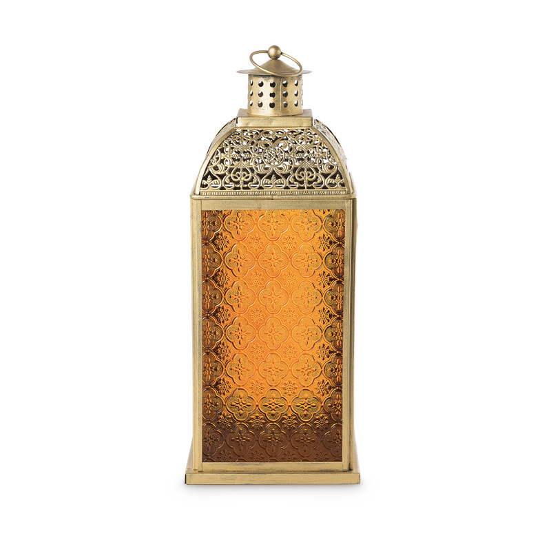 Lantaarn Marrakesh - oranje - 12x12x30 cm 