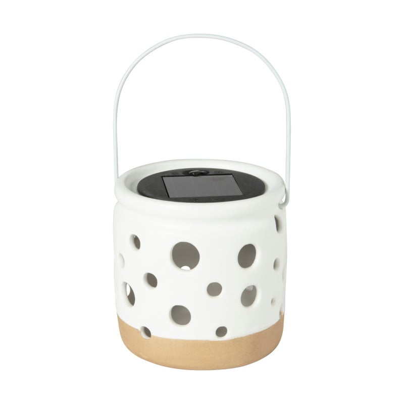 Solar lampje keramiek - wit - ø9.3x9.2 cm
