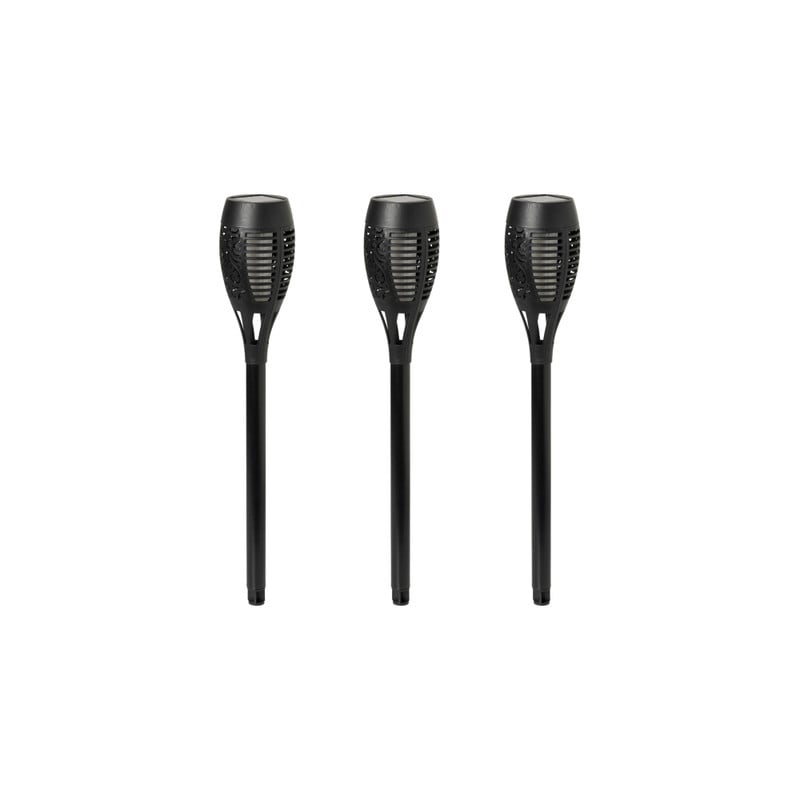 Solar tuinfakkel - zwart - set van 3 