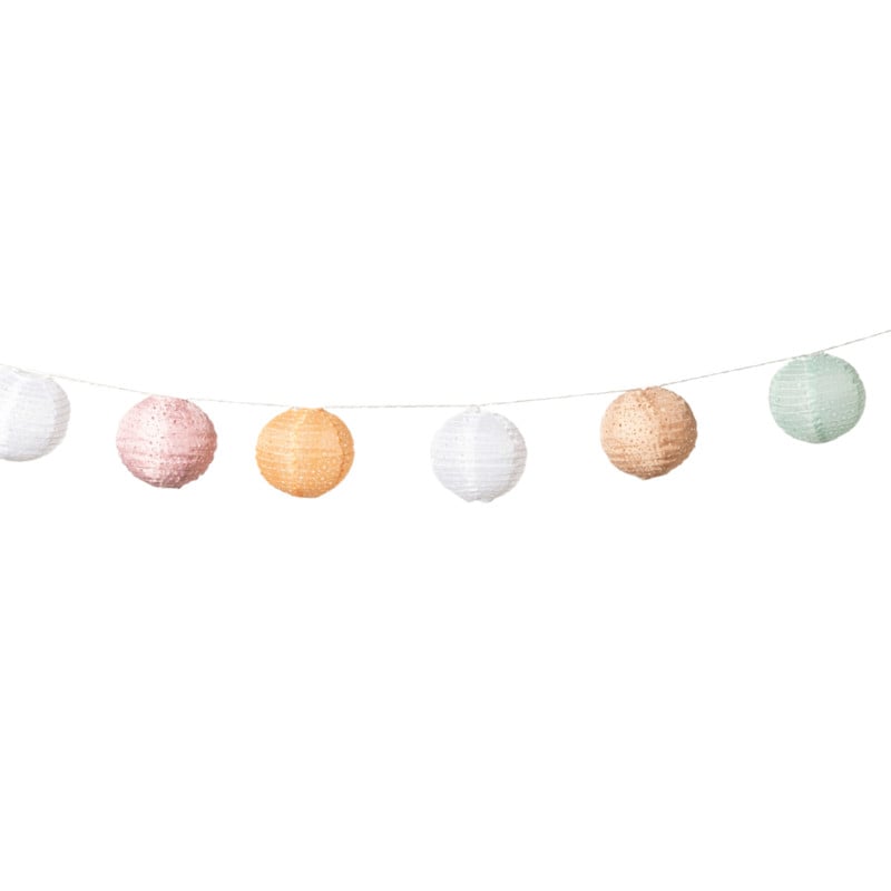 Slinger met 9 solar barok lampionnen - multikleur - 440 cm