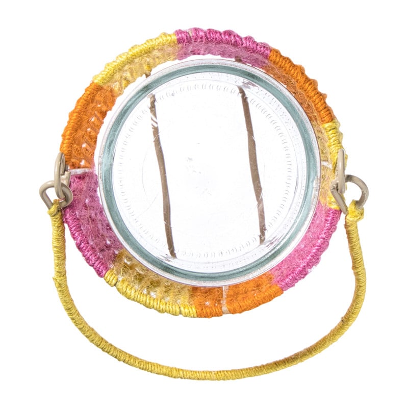 Lantaarn colourblock - roze/oranje/geel - ø12x11 cm