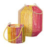 Lantaarn colourblock - roze/oranje/geel - ø12x11 cm