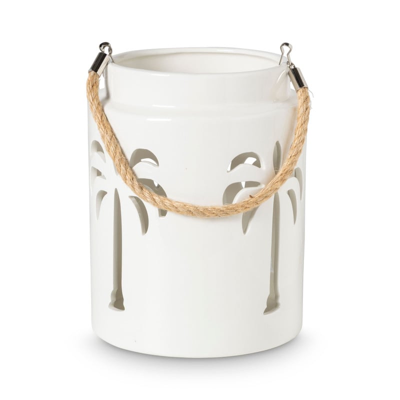 Lantaarn palmboom groot - beige - ø16x20.3 cm
