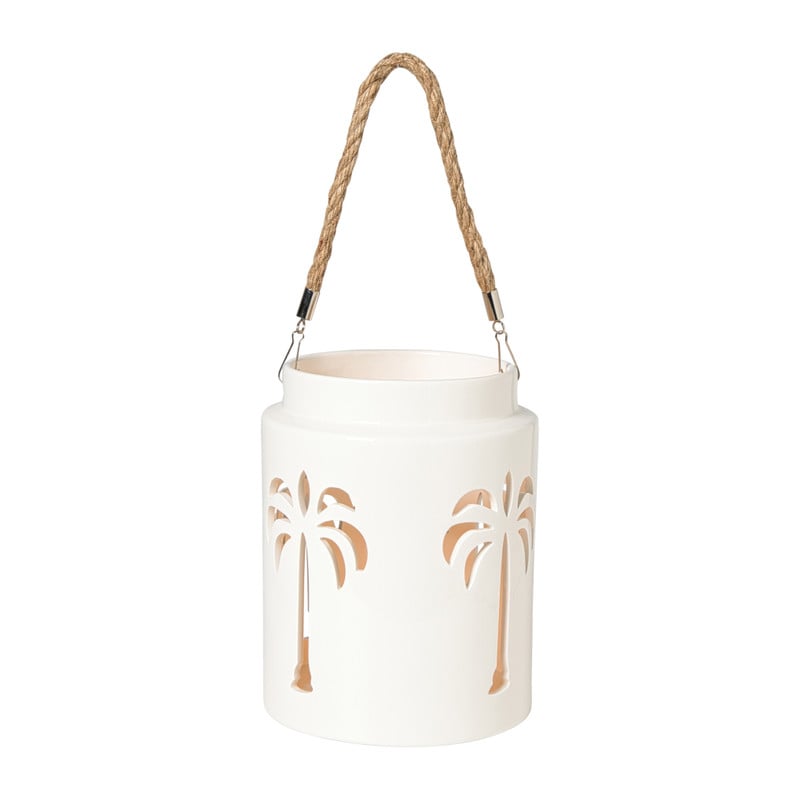 Lantaarn palmboom groot - beige - ø16x20.3 cm